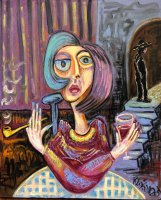 Klošaras „Moteris su pypke“, 2019, 61 x 51, aliejus, drobė